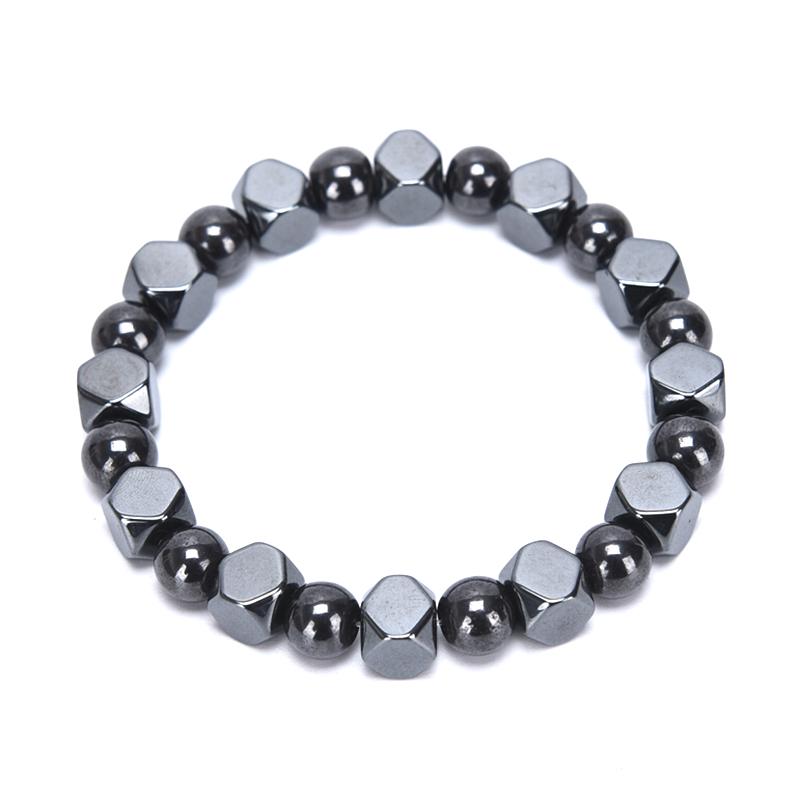 Магнитные гематитовые черные бусины, эластичный браслет для здоровья, мужские браслеты, ювелирные изделия