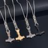 Thor's Hammer Mjolnir Pendant Necklace Viking Scandinavian Necklace Stainless Steel Chain Hammer Necklace for Men Party Jewelry