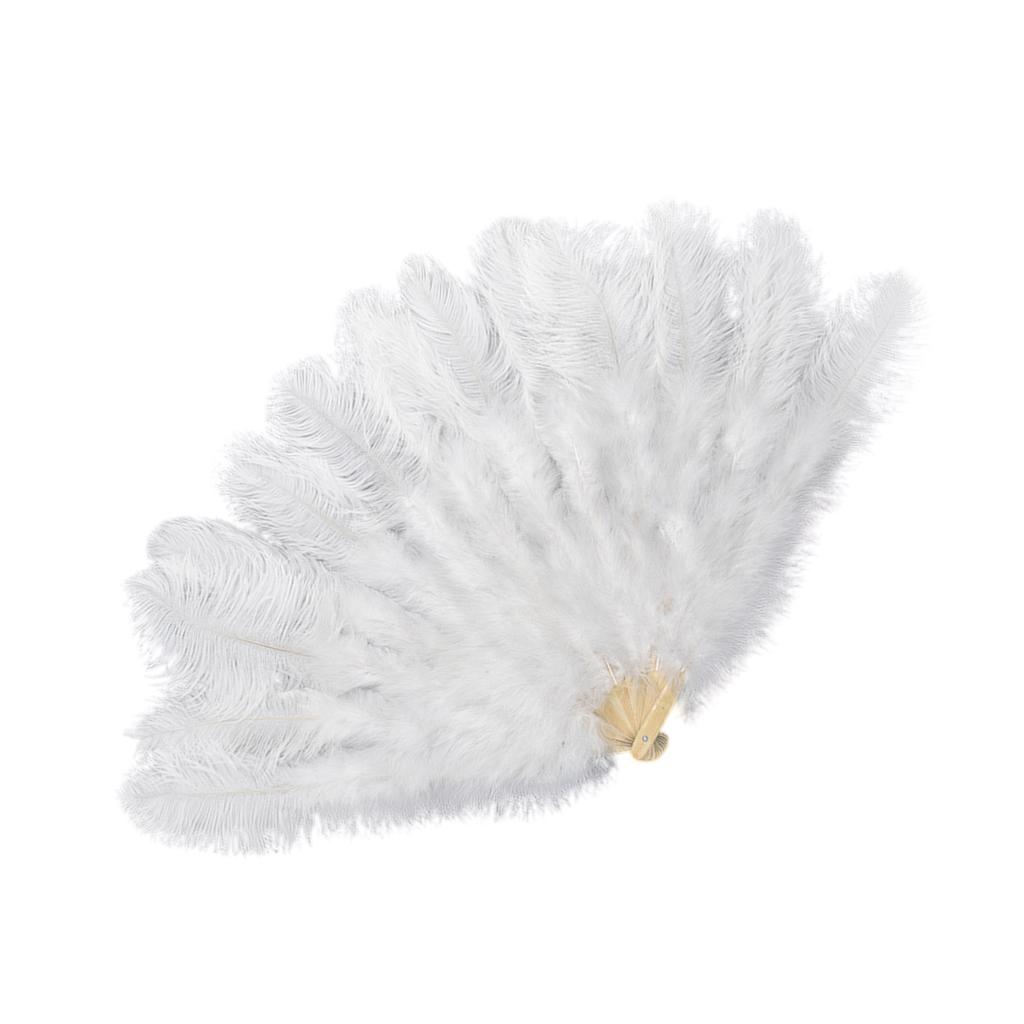 Large Feathered Fan 1920s Vintage Handheld Fan Folding Hand Fan for Burlesque Theater Parties and Costume Enthusiasts