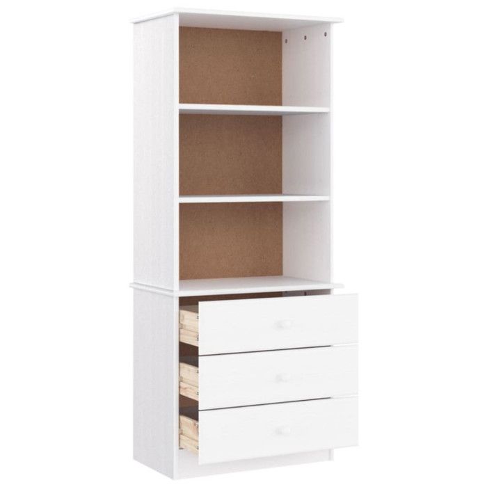VidaXL Bookcase and Drawers ALTA White 60x35x142 Cm Solid Pine Wood 353952