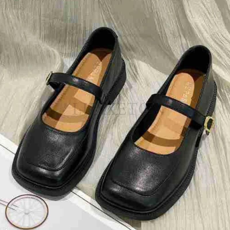 Женские туфли в стиле ретро с мелким носком Оксфорды Повседневные женские кроссовки Британский стиль Квадратный носок Балетки Летние новые кожаные платья в стиле преппи