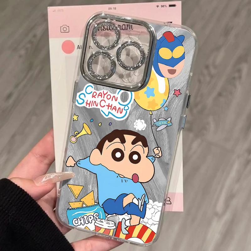 Glitter Rhinestone Feather Yarn Lens Cover for Apple Pro Max Series, Drop-Proof Protection