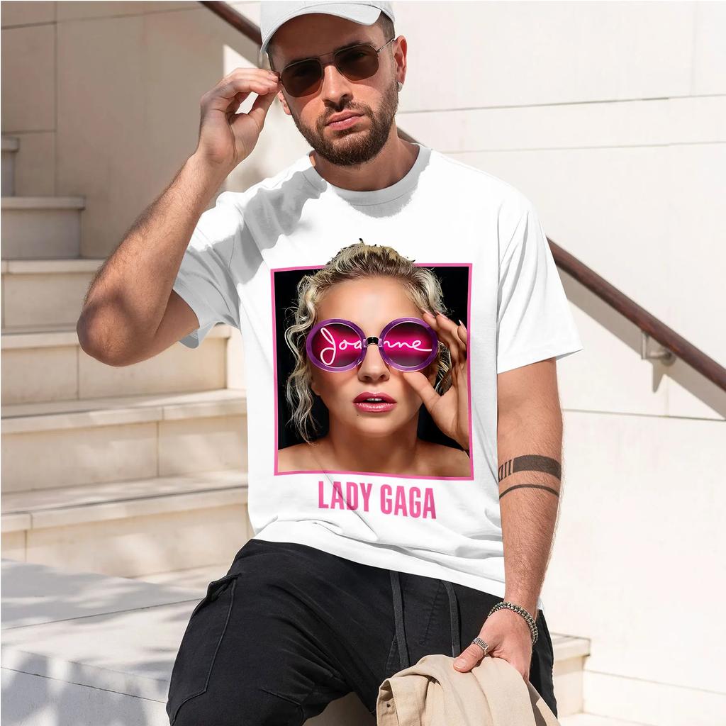 Lady Gaga Joanne World Tour 2026 Новая Мода Тяжелый Хлопок Горячая Распродажа Ретро Принт Веселая Круглый Вырез Футболка Для Повседневного Комфорта