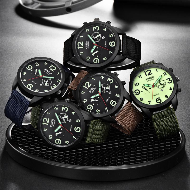 Montre Homme XINEW Brand Men Watches Students Boys Casual Nylon Band Military Date Quartz Watch Reloj Hombre Relogio Masculino
