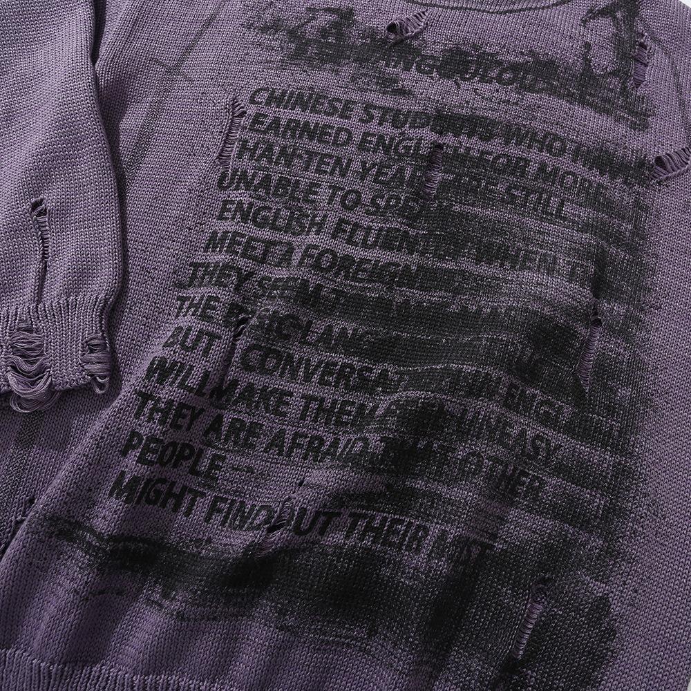 Свитер с принтом букв Diablo Rip для мужчин Ins High Street Trendy Brand Loose Crewneck Pullover