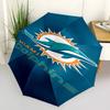 Автоматический зонт с принтом логотипа Miami Dolphins, 8 спиц, железный каркас, пластиковая ручка, подходит для путешествий на открытом воздухе и на каждый день, идеальный подарок