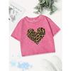 Sexy Cotton Crop Tops Women Simple Leopard Heart Printing Washed T-Shirt Summer Regular Fit O-Neck Streetwear Clothes
