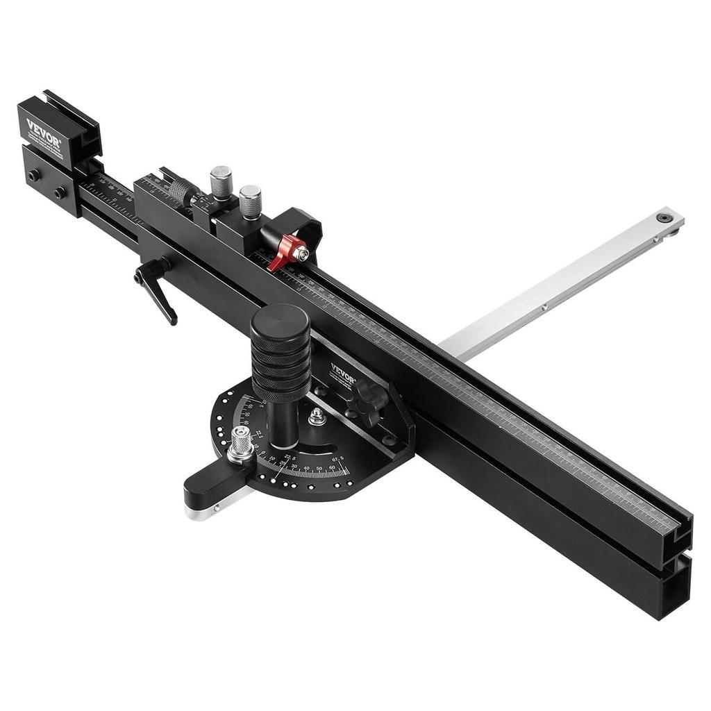 Precision Miter Gauge, Standard Slot 19 x 9.5 mm, Aluminum Alloy Table Saw Miter Gauge with 48-89 cm Grating 15 Angle Stops Adjustable Spring Loaded