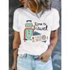 Travel Pattern Printed T-Shirt, Spring/Summer Casual Round Neck Short Sleeved Top Women'S Clothing, Fashionable Painted Clothing