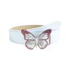 Elegant PU Leather Waist Belt Waist Ornament Decorative Sash Feature Rhinestone Butterfly Buckle for Fashion Women