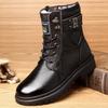 Men's High Top Leather Martin Boots - Cowhide, Winter Plus Velvet, Non-Slip, Thick Warm Cotton, Snow Work Boots