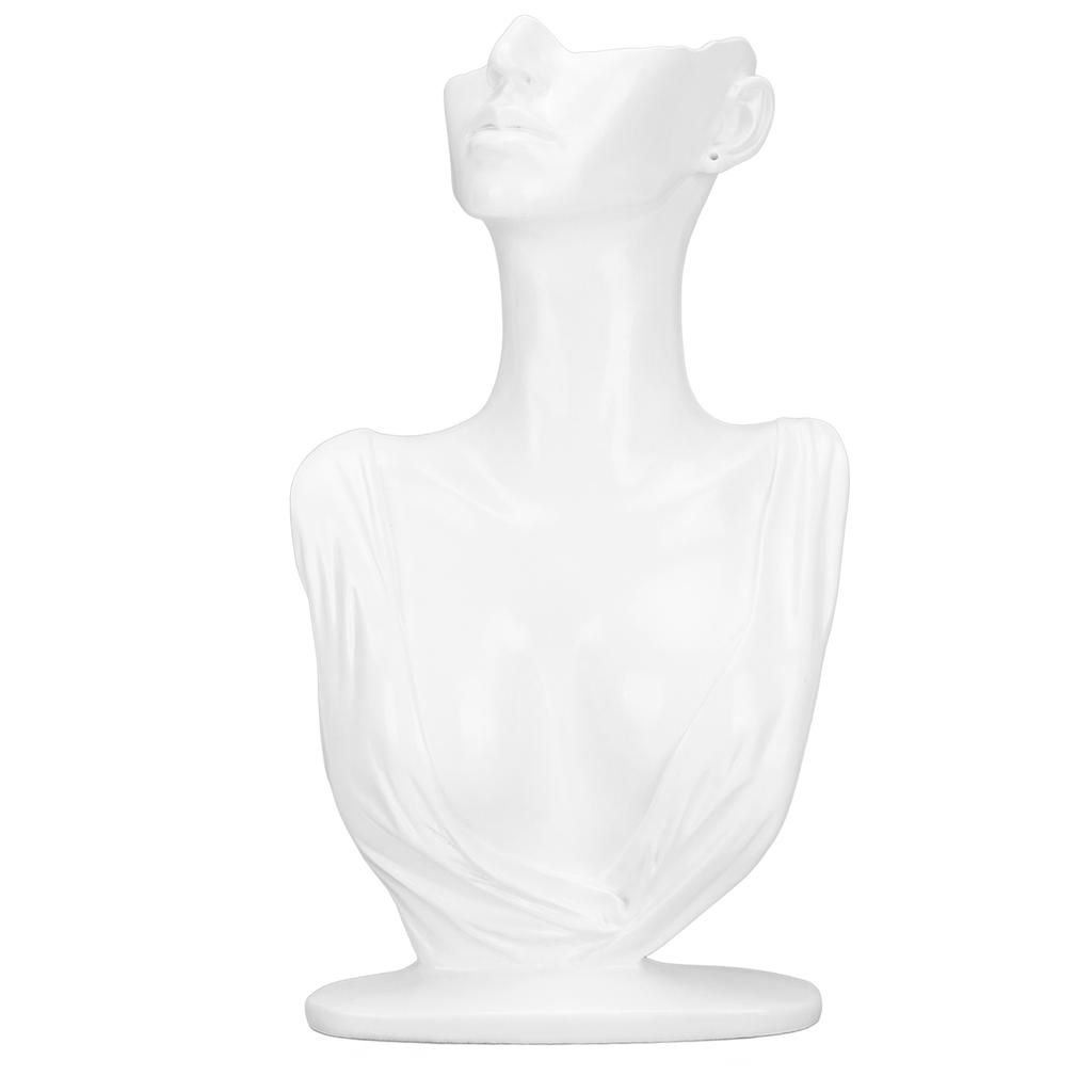Resin Bust Display Stand Pendant Half Face Earring Display Mannequin Display Holder Organizer White