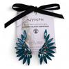 Vintage Teal Glass Angel Wing Ear Climber Earrings