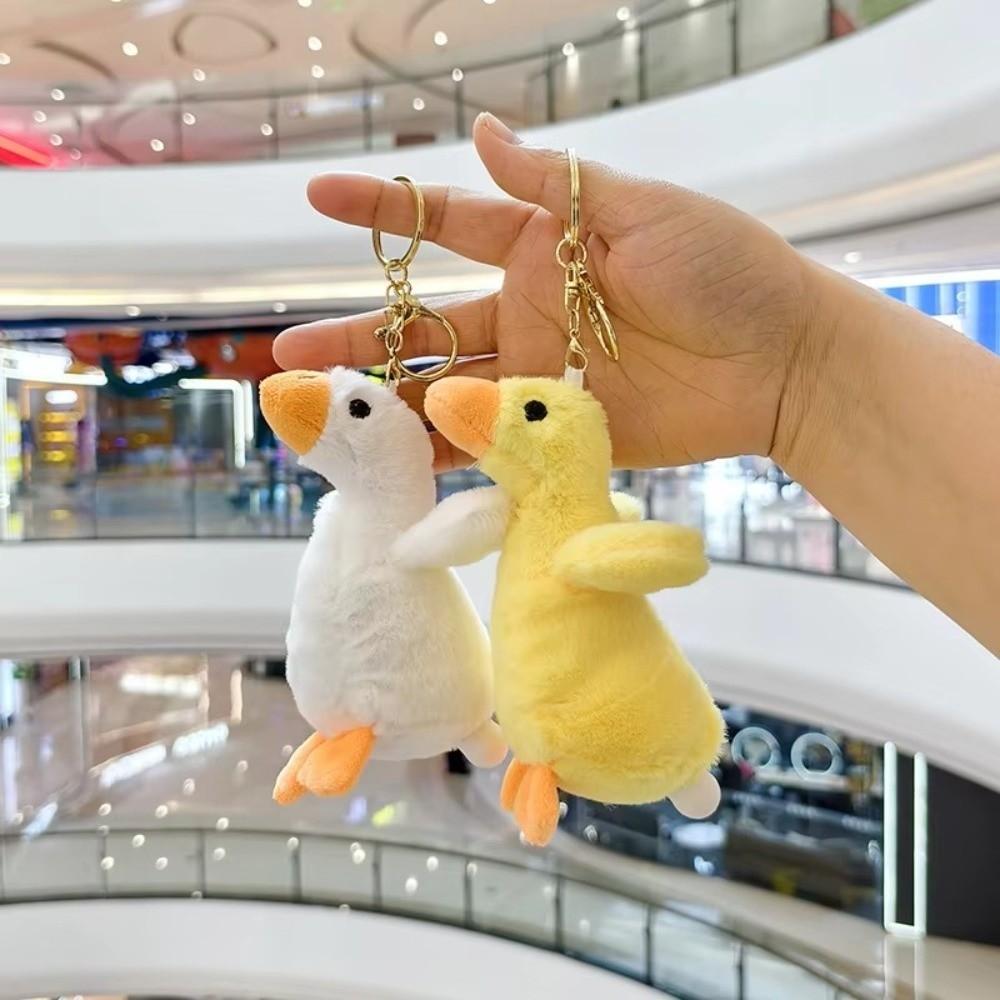 Plush Bag Plush Goose Keychain Pendant Yellow And White Colored Plush Bag Pendant