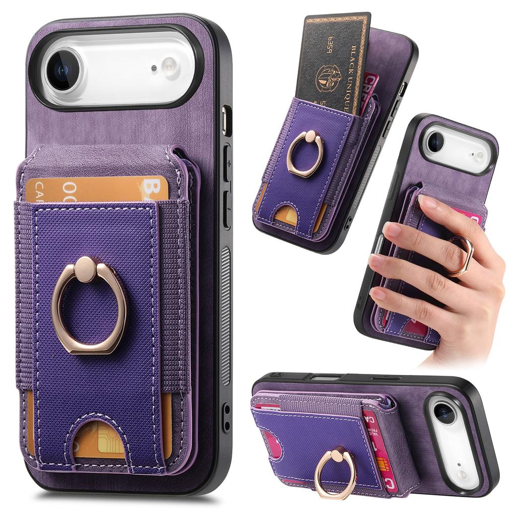 For iPhone Air Case Compatible with MagSafe Leather Back Cover with Detachable Card Holder Kickstand
