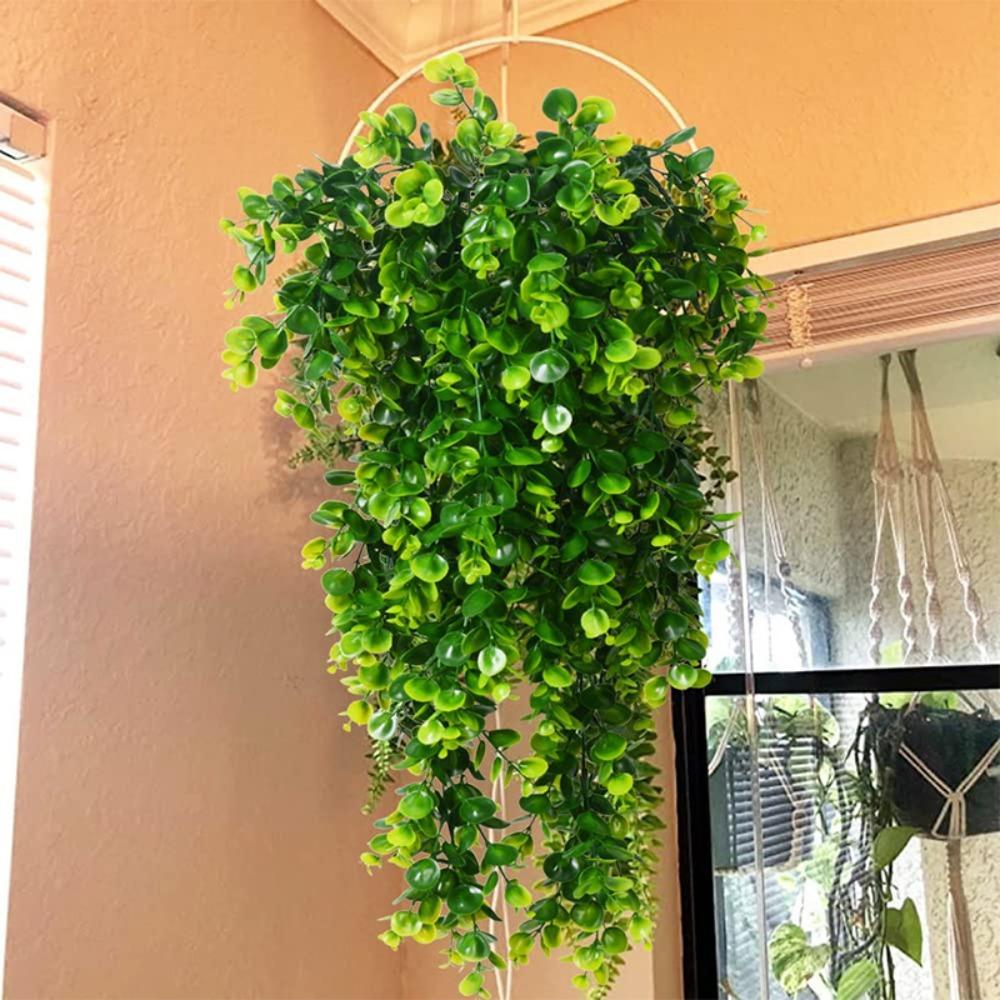 Artificial 5Forks Rattan Eucalyptus Wall Hanging Simulation Greenery Fake Hanging Plants Vine Diy Home Outdoor Decor Plant