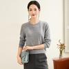 TUHUANG Women's Pure Wool Round Neck Sweater