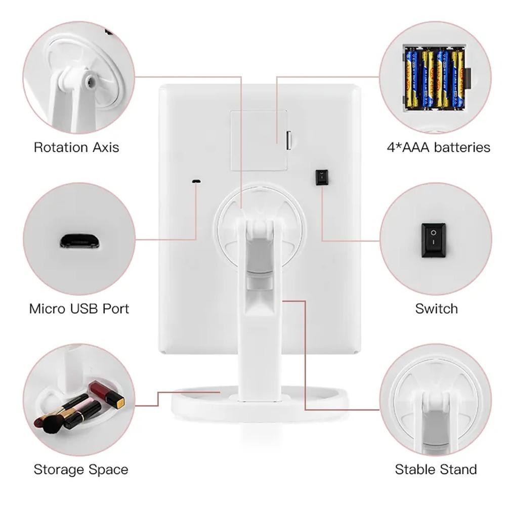 Светодиодное зеркало для макияжа с сенсорным управлением, регулируемым освещением, 1-кратным, 2-кратным, 3-кратным увеличением, трехстворчатой конструкцией, идеальный подарок для женщин