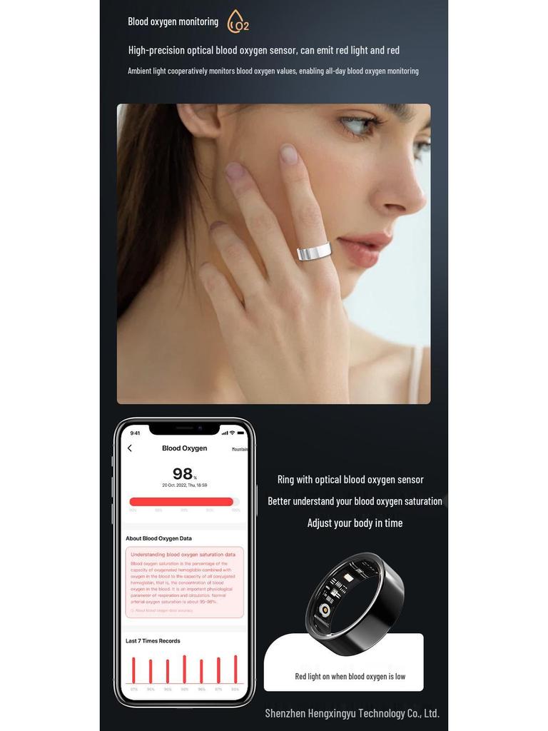 Керамическое кольцо: Пульс, Кислород в крови, Мониторинг сна, Водонепроницаемость, Многофункциональность, Настраиваемость, Bluetooth NFC для пар