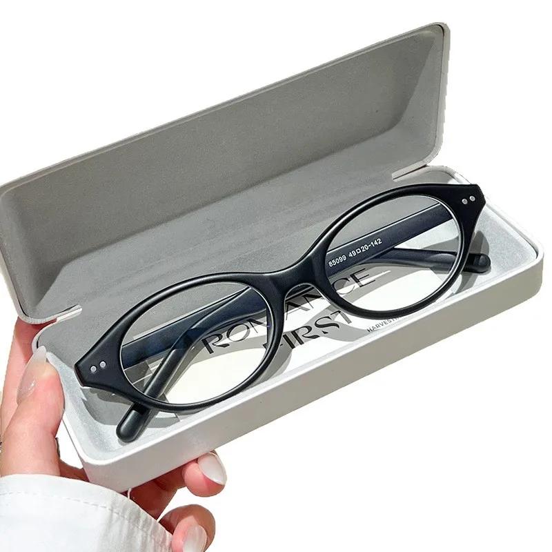Trendy Oval Glasses Clear Lens Retro Fashion Decorative Frames Computer Spectacles for Women Stylish Accessory Eye Protection