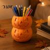 Decorative Holiday Container 3D Printed Double Pumpkin Pen Holder, Stacked Desktop Organizer, Handmade Gift Idea Halloween Stationery Storage