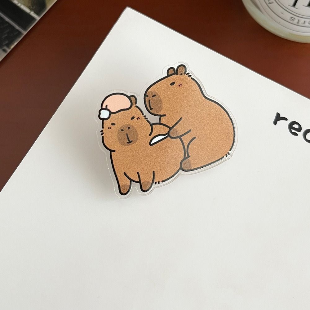 Милая брошь капибара, значок капибары в виде животного, мультяшная акриловая булавка капибара для девочек
