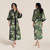 Satin Printed Robe Women Plus Size Lightweight Long Sleepwear Home