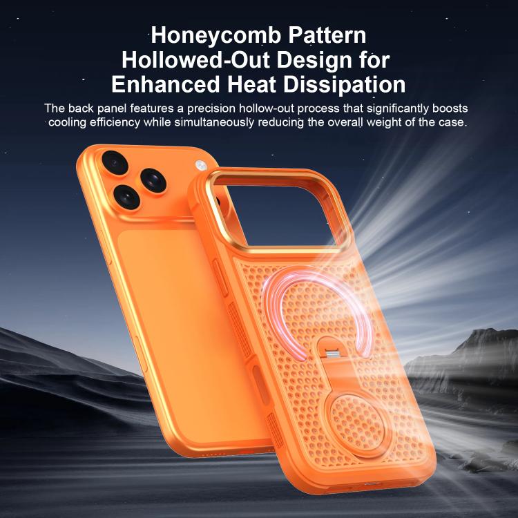 Colorful Hollow‑Cut Cooling Magnetic Phone Case 360° Rotatable Ring‑Holder Anti‑Drop Protective Shell Heat‑Dissipation Cover For iPhone