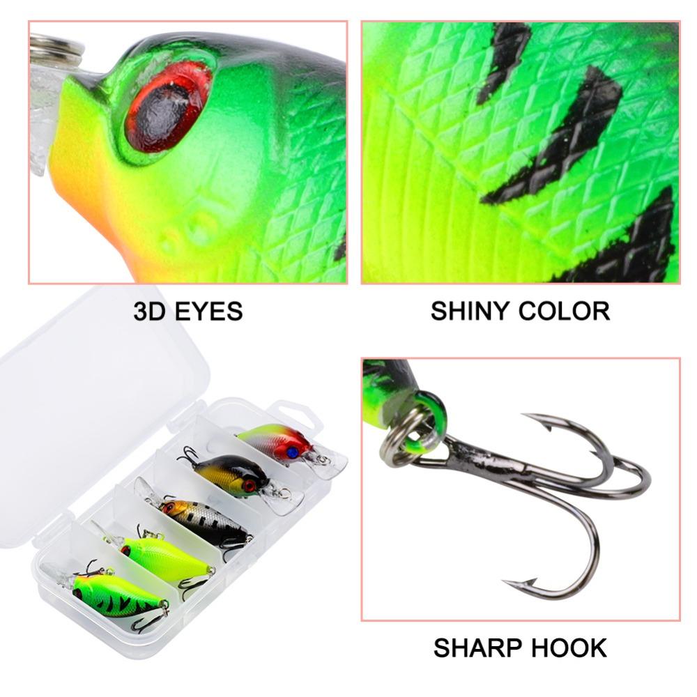 5PCS 4.5cm 5cm Topwater Fishing Lures ABS Hard Baits Lifelike Artificial Hard Baits Bass Fishing