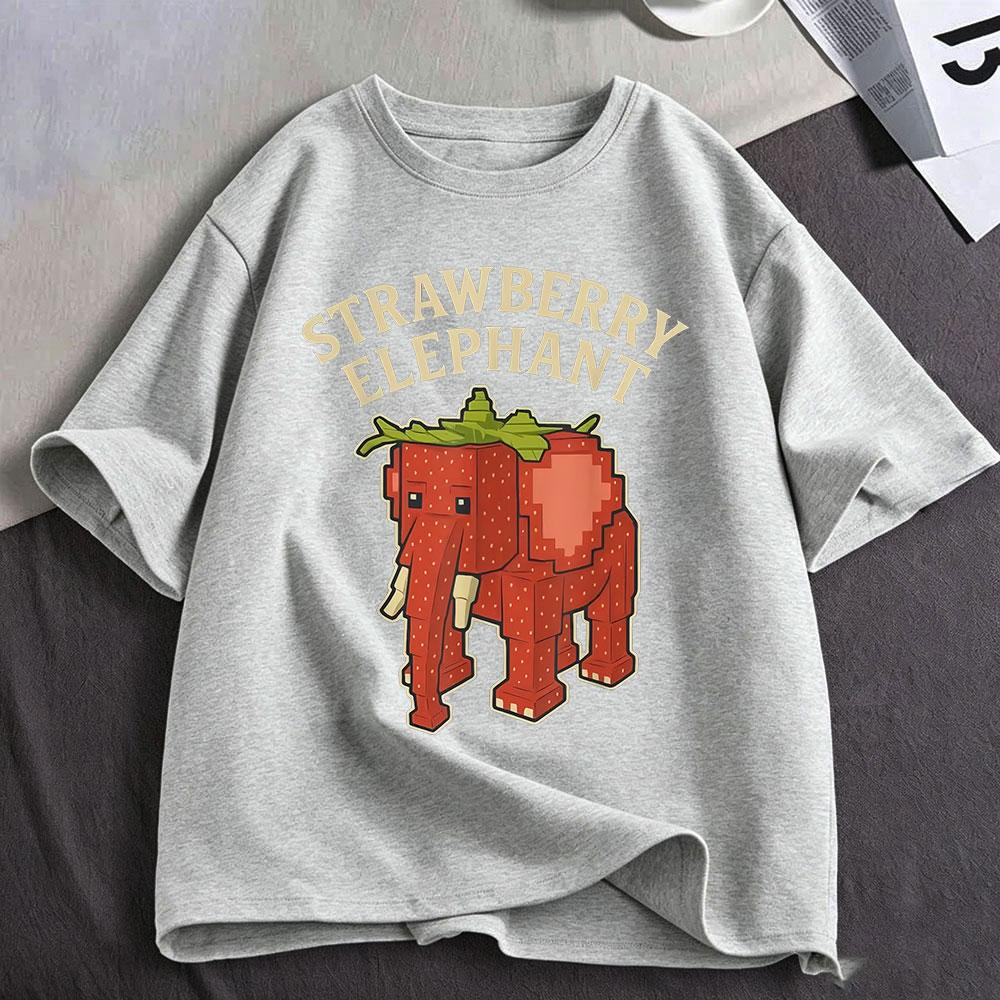 Strawberry Elephant Funny Italian Brainrot Meme T Shirt Unisexs Unisex Clothing Fashion Cotton Oversized Short Sleeve Tshirts Tops