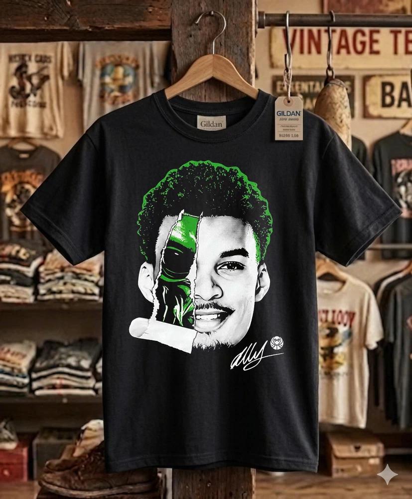 Винтажная черная футболка Wemby Alien Retro Basketball Tee с графическим портретом Техаса