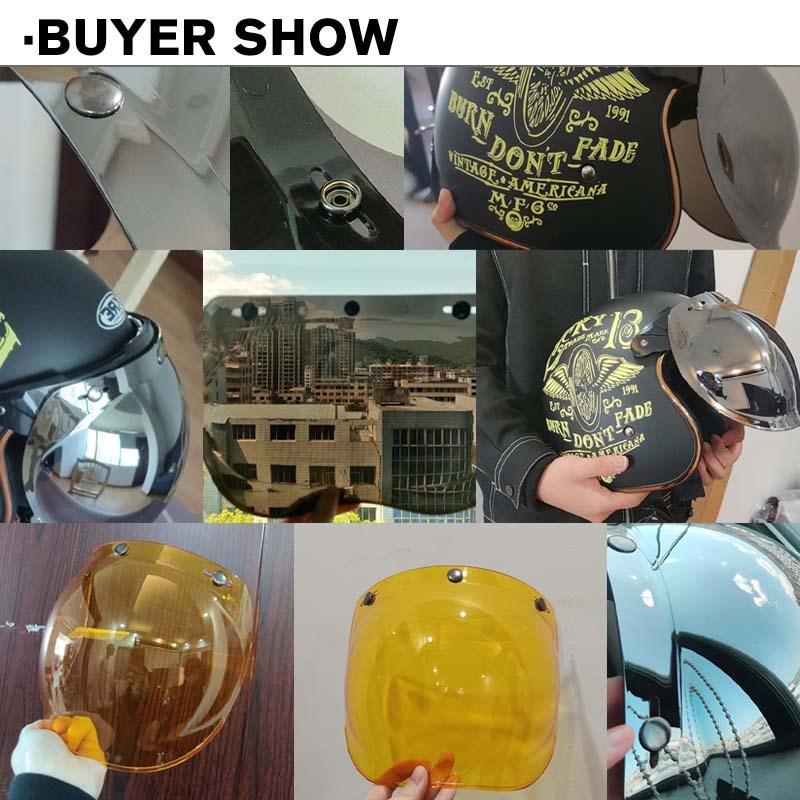 Authentic Bubble Mirror Motorcycle Helmet Three Button Type Retro Style Helmet Lenses Bubble Shield Visors Helmet AccessoriesSpeed Sensors 6