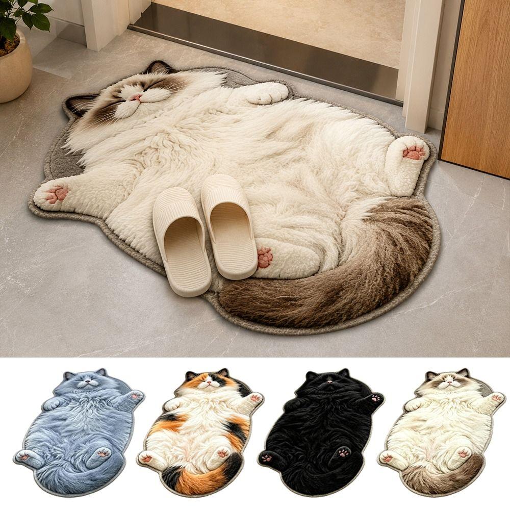 Special-shaped Cat Floor Mat Soft Surface Cat Shaped Carpet Bathroom Floor Mat Home Floor Decor