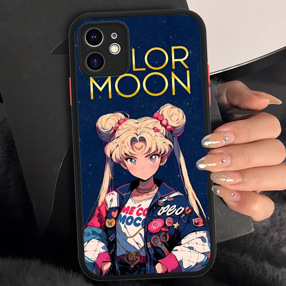 S-Sailors Аниме Луна Для IPhone 11 12 13 14 15 16 Pro Max Plus X XS MAX Ударопрочный Матовый Задний Чехол