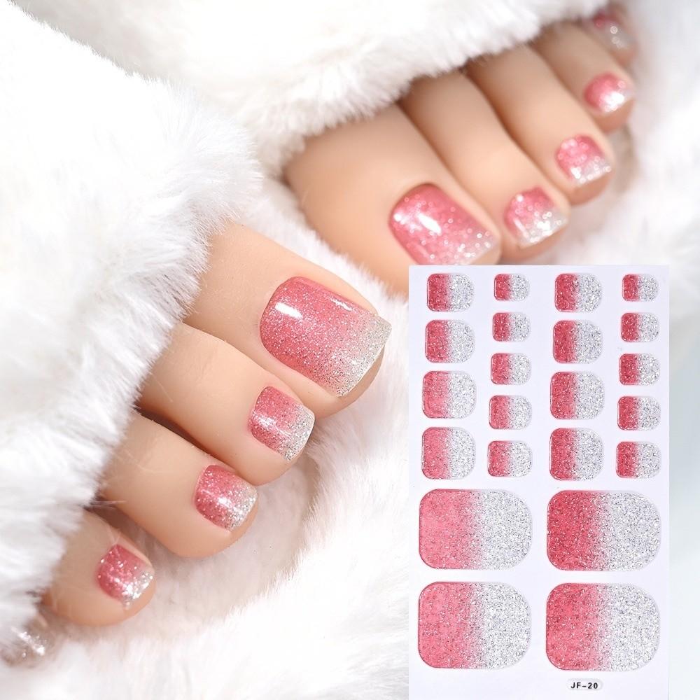 22tips/Sheet Solid Color Shimmer Finish Full Cover Nail Wraps Home DIY Nail Makeover