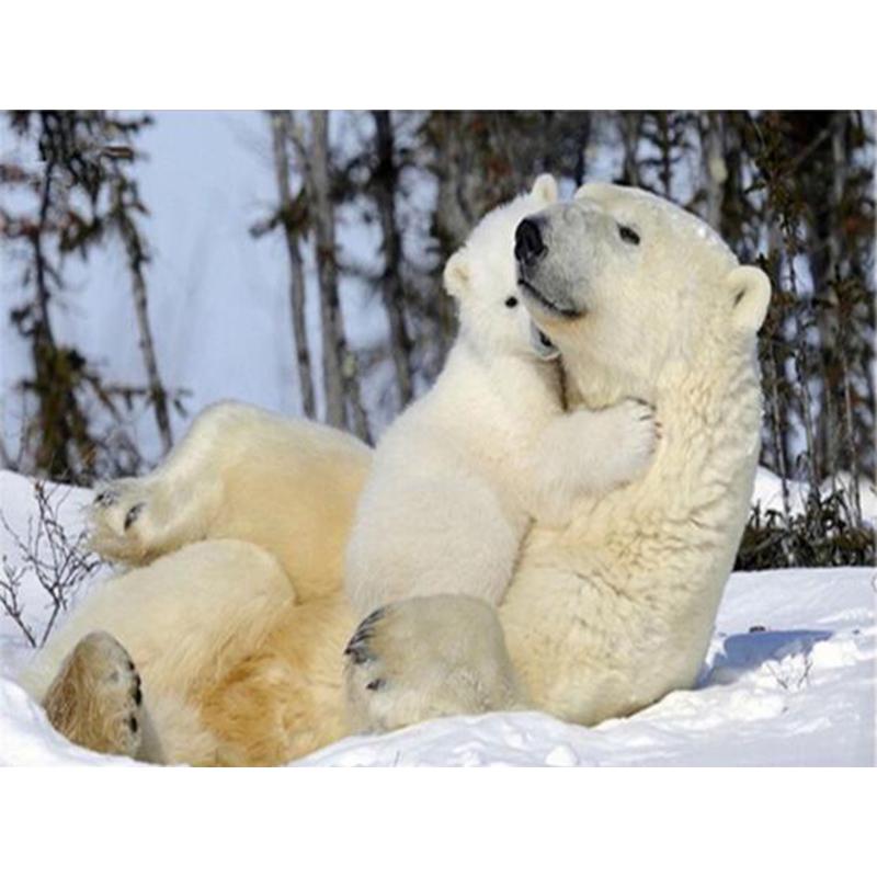 5D DIY Diamond Painting Full Round Drill Diamond Embroidery Animal Polar Bear Picture Mosaic Rhinestone Home Decoration