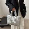 Large Capacity Quilted Tote Bag for Women Elegant Padded Solid Color Shoulder Bag for Vacation Casual Commuting Handbags