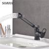 Bathroom  Vanity Basin Sink One Hole Single Handle Faucet Dual Function with Adjustable Spout Arm Mixer Tap Black