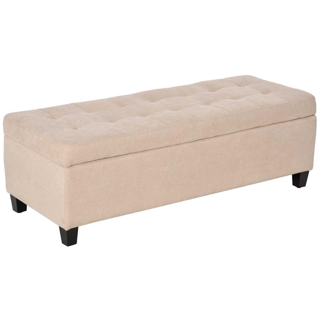 Upholstered Bench with Storage, Button Tufting, up to 120 kg, 125 x 49 x 41.5 cm, Beige