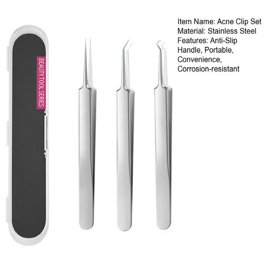 Набор пинцетов для удаления черных точек Yousheng из нержавеющей стали, набор инструментов для удаления акне с нескользящей ручкой, инструмент для удаления прыщей, легко носить с собой, экстрактор черных точек, кожа