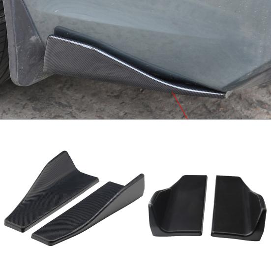 2Pcs Carbon Fiber Car Side Skirt Spoiler Rocker Splitters Anti-Scratch Wings