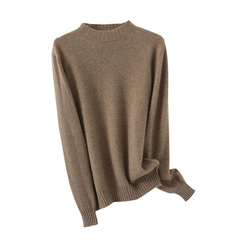 Women's High Neck Loose Pullover: Pure Wool & Cashmere Knit Sweater, Autumn/Winter Base Layer