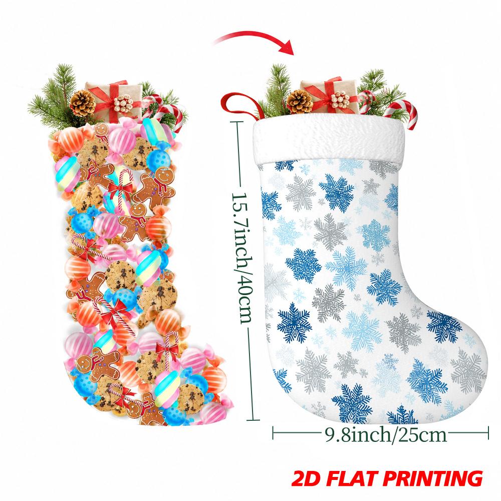 Christmas decoration fireplace hanging stocking1pc 1pcs Winter Blue Snowflake Hanging Stocking Suitable for Fi