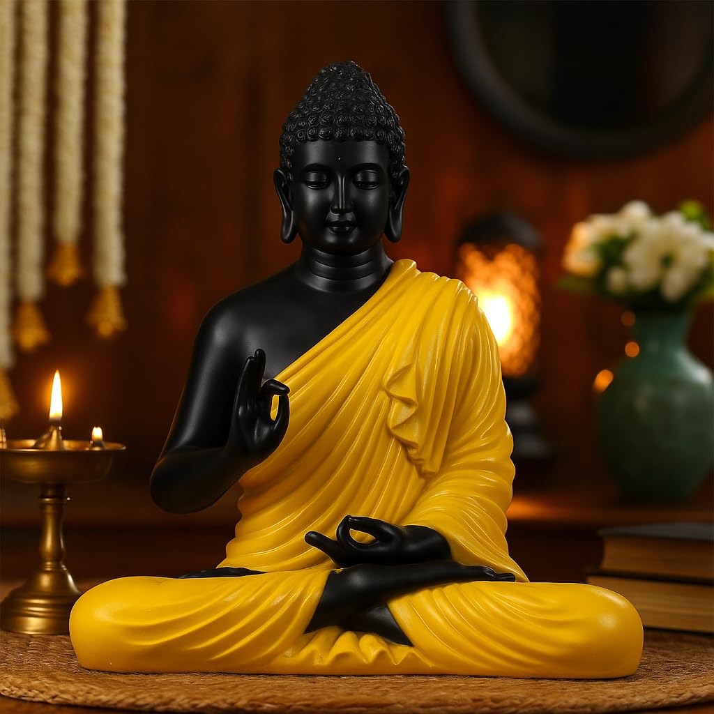 Polyresin Decorative Buddha Statue For Living Room, Buddha Idol - 14.5 Inch