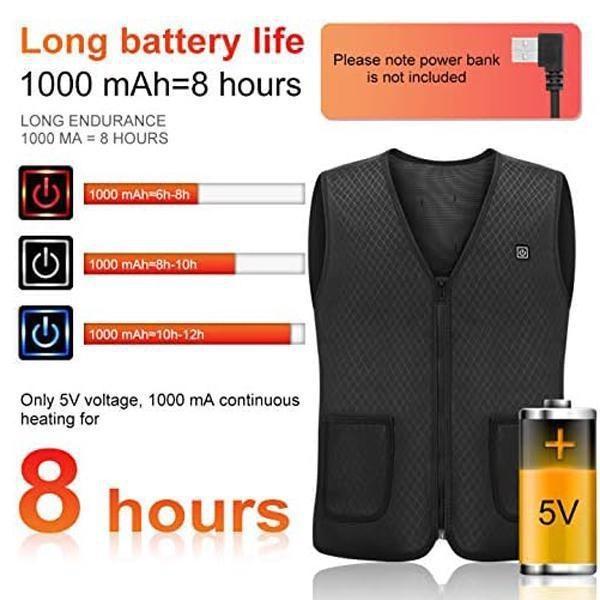 S-3XL USB Heating Tank Top Men's Winter Electric Sleeveless Jacket Outdoor Heating Tank Top Hiking Heating Tank Top (Excluding Power Bank)