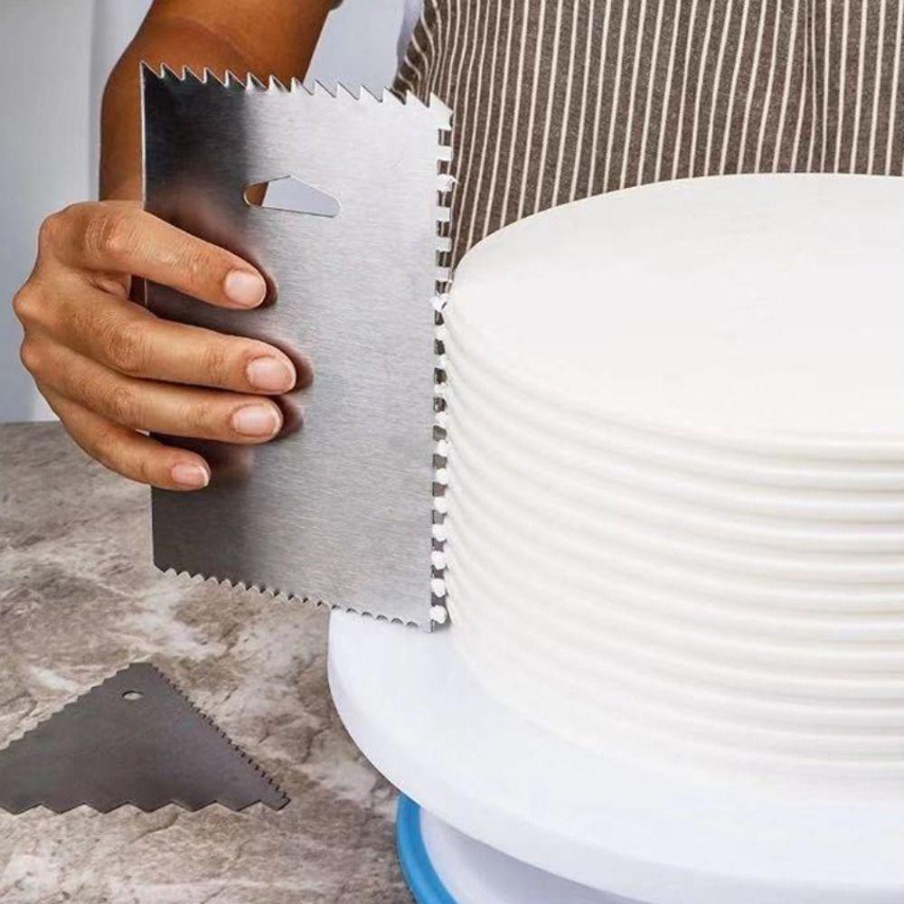 4-Sided Cake Scraper Irregular Teeth Buttercream Spatula Kitchen Baking Tools Cake Spatula Bakers