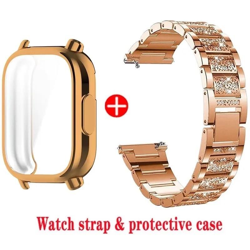 Diamond Strap and Case for Redmi Watch 5 Active Redmi Watch 3 Active/3 Lite Stainless Steel Watchband