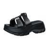 Fashion Classics Black Women Wedges Slippsers Woman Patchwork Decor Thick Bottom Platform Flip Flops Summer Slip On Slides Femme