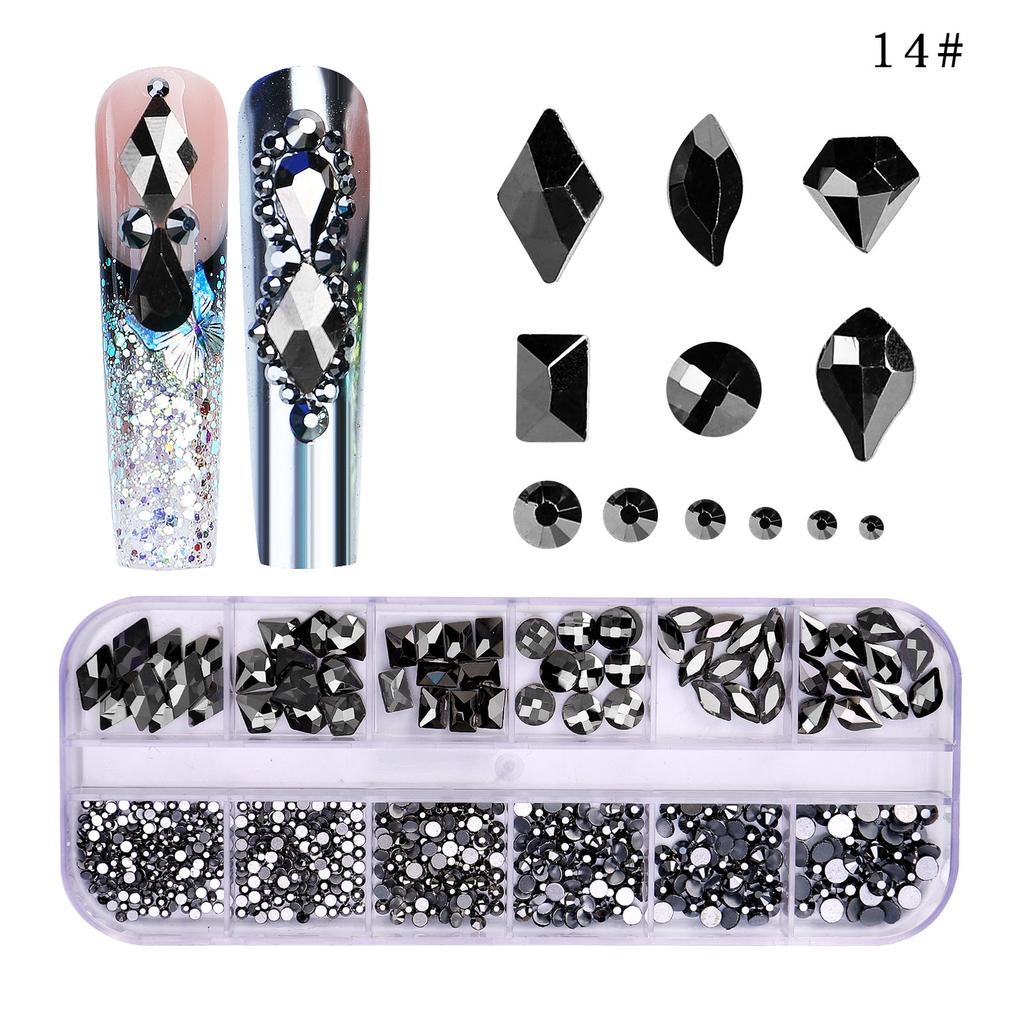 12 Grids/Box Crystal Nail Art Rhinestones Glass SS4-SS16 Shiny Flatback Diamond Gems DIY Nail Supplies Accessoires Ongles
