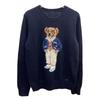 Women's Jacquard Wool Blend Sweater with Embroidered Cartoon Bear Design